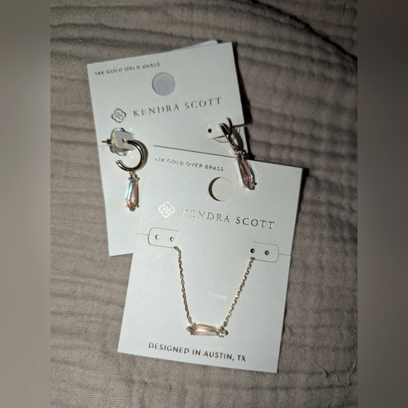 Kendra Scott Indie Gold Earrings Necklace Set NWT - Picture 1 of 2